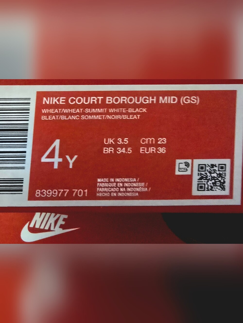 (Grade School Sizes) - Nike Court Borough Mid Wheat (Brand New) - Picture 15 of 16